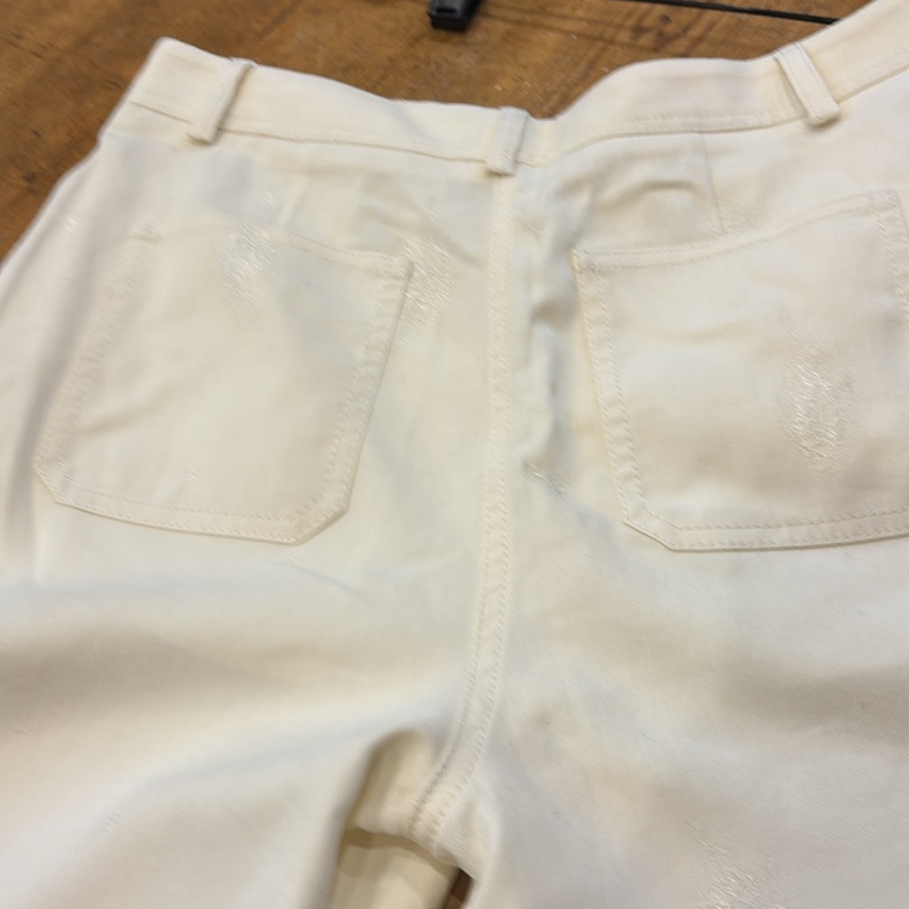 Sandro Paris cream wide legs crop‎ distressed pants - Picture 7 of 8